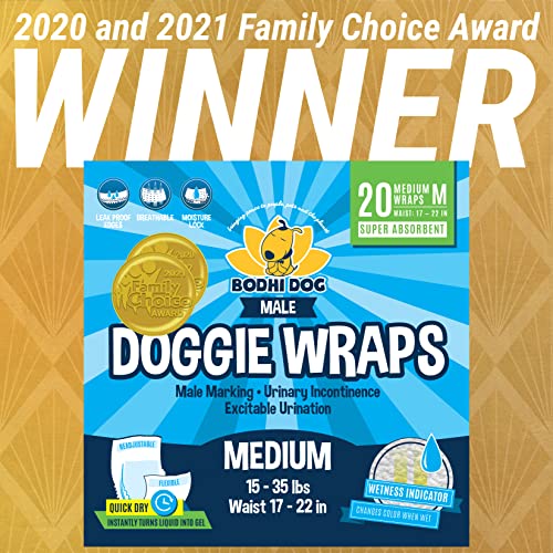 Disposable Dog Diapers Male | 20 Premium Quality Adjustable Pet Diapers With Moisture Control And Wetness Indicator | 20 Count Medium Size #TOP1