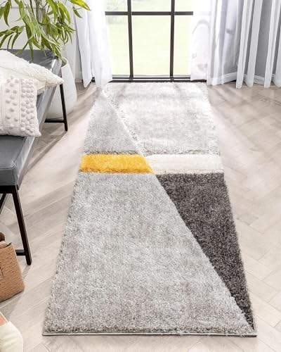 Image of Premium Shaggy Runner Rug - 2x6 ft Fluffy Carpet for Narrow Spaces, Ideal for Hallways, Living Rooms, and Transitional Interiors