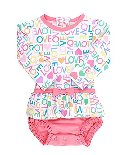 Image of Ruffle Love Skirted One Piece Rash Guard - 0-3m Multicolor