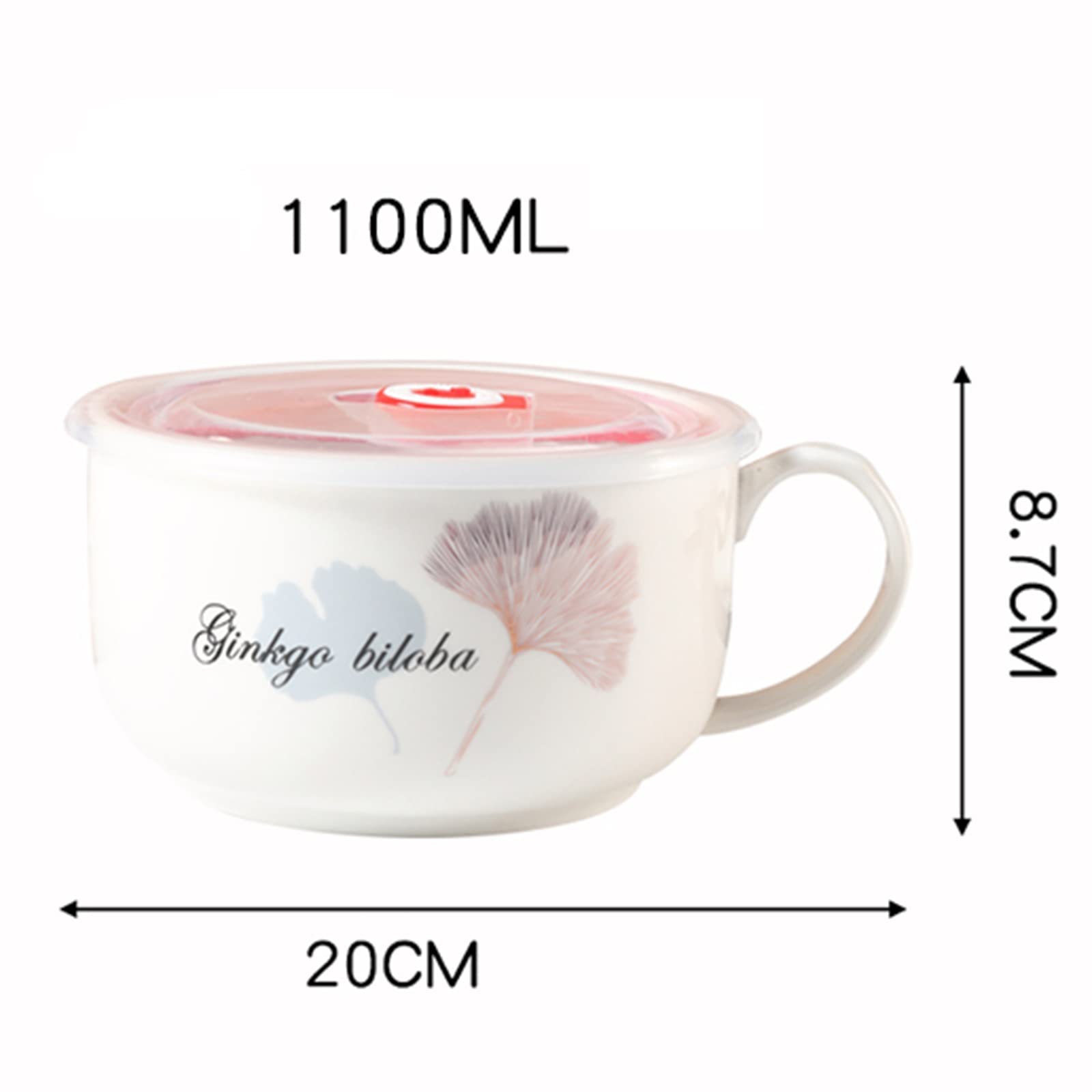 Konsilsa Microwave Ramen Soup Bowl with Lid, 37 Oz Oversized Ceramic Soup Cups Noodle Bowl for Ramen Soup Beverages (Color : A)