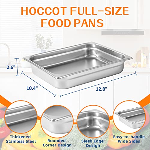 Hoccot 6 Pack Pans 1/2 Size 2.6" Deep, 304 Stainless Steel, Commercial Hotel Pan, Steam Table Pan, Catering Food Pan #TOP1
