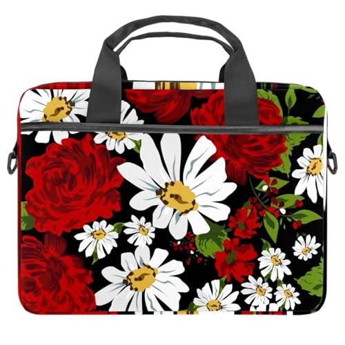 Sac à bandoulière pour ordinateur portable 13 à 14.5 pouces à motif floral rouge