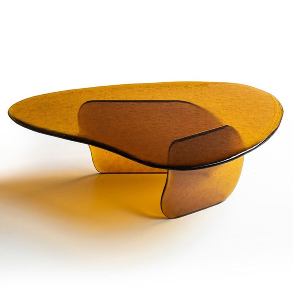 ZTHYSHOZ Side Table Bubble Glass Coffee Table Irregular Shape Living Room Centerpiece(Yellow)