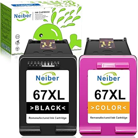 Neiber Remanufactured Ink Cartridge Replacement for HP 67XL 67 XL Combo Set (1 Black, 1 Tri-Color) for DeskJet 2752 2710 2755 2722 2723 2720 Plus 4100 4152 Envy 6055 6052 6022 6020 Pro 6452 6455 Cover