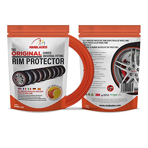 Preisvergleich Produktbild Rimblades Flex universal Felgenschutz & Styling Neu 2018 Alu Felgen Schutzring Felgenringe Felgenstyling 13 bis 22 Zoll Rim Protector Guard Ringz Felgenrandaufkleber Felgenhornschutz (Orange)