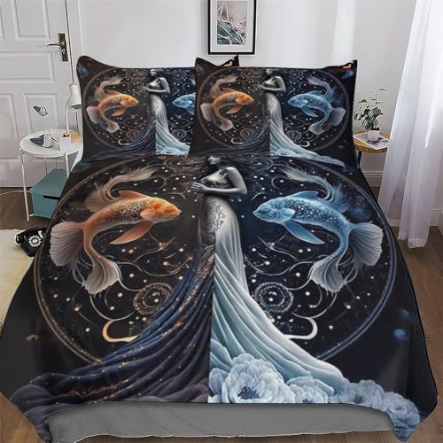 Parure de lit koi en microfibre coton 200x200cm anti-plis