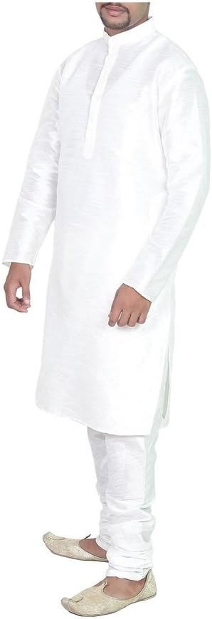 ROYAL Kurta Men's Amg Silk Kurta Pyjama 40 White