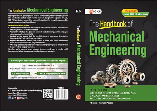 Image of GKP Mechanical Engineering Handbook 2025 | Complete Formula & Concept Guide for GATE, UPSC ESE, SSC JE & PSUs | Quick Revision Book for Competitive Exams