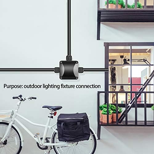 4PCS Waterproof Junction Boxes, Black IP68 3-Way Cable Connectors, Ø5.5mm-10.2mm Outdoor Lighting Cable Junction Box