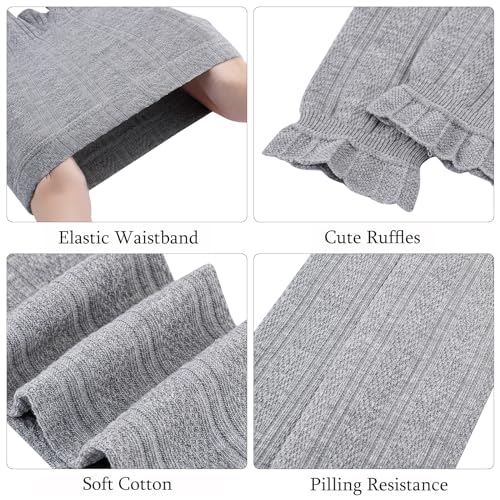 Looching 4 Pack Toddler Girl Cable Knit Tights Thick Soft Cotton Ankle Leggings Pantyhose Stocking Pants for 3-9T Kids2
