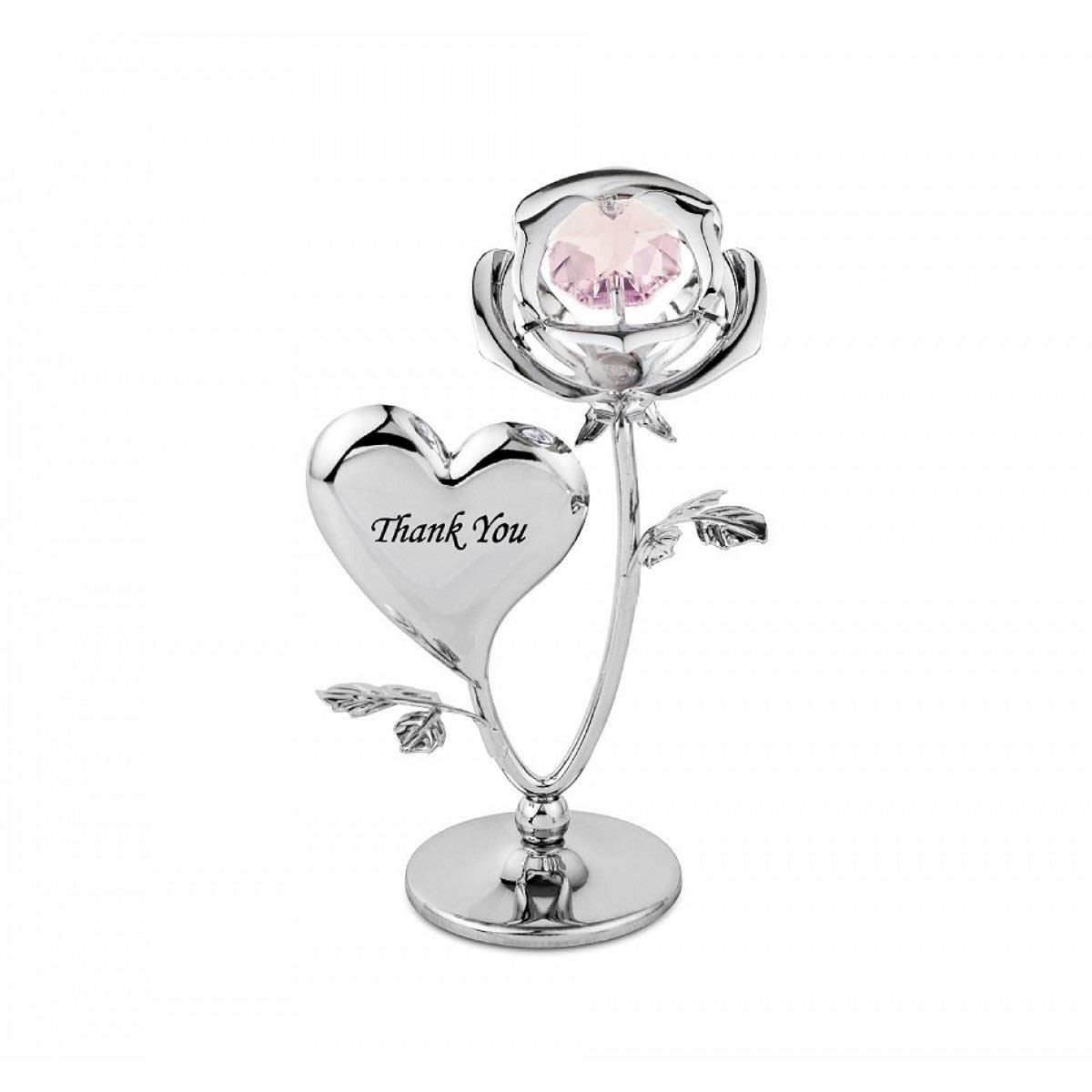 crystocraft Thank You Rose Crystal Ornament with Swarovski Elements with Pink Crystal, Gift Boxed, Chrome Plated, Perfect Keepsake Figurine Gift, Appreciation Present, Appreciation Gift