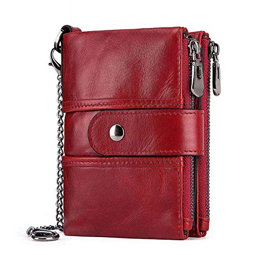 Image of boshiho Genuine Leather Bifold Chain Wallet for Men RFID Blocking