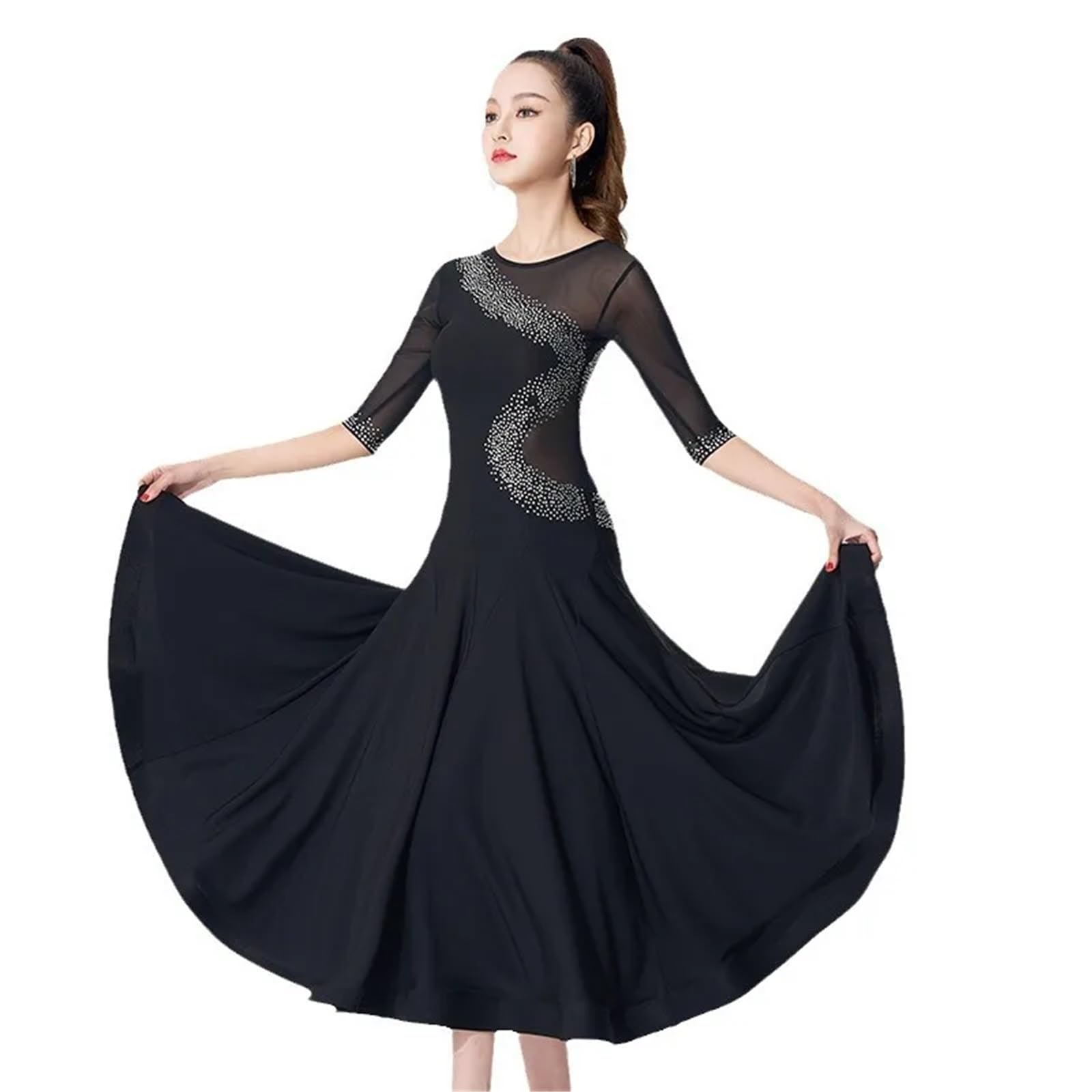 Tanzkleid Damen Modernes Tanzkleid Standard Ballsaal Kleidung Damen Weibliche Lange Röcke Übungskleidung Walzer Tango Cocktail Mädchen Abschlussball