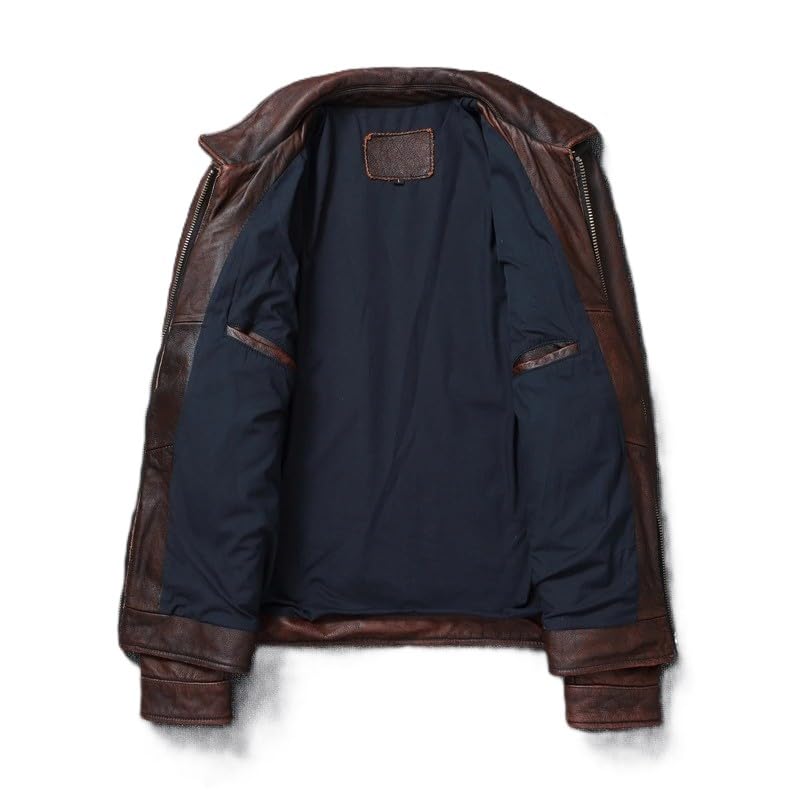 Men's Classic Vintage Brown Genuine Leather Jacket with Multi-Chest Flat & Zipper and Utility Pockets4