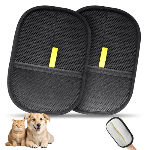 INABULETWO 2 Pcs Pet Hair Removal Glove, Reusable Cat Dog Electrostatic Hair Remover Grooming Glove Brush Tool