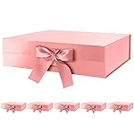 GREEN BEAN 6 Large Gift Boxes with Lids for Presents 13x9.7x3.4 Inches, Rose Gold Magnetic Gift Boxes with Ribbon, Bridesmaid Proposal Boxes, Luxury Christmas Gifts Boxes (Glossy Rose Gold)