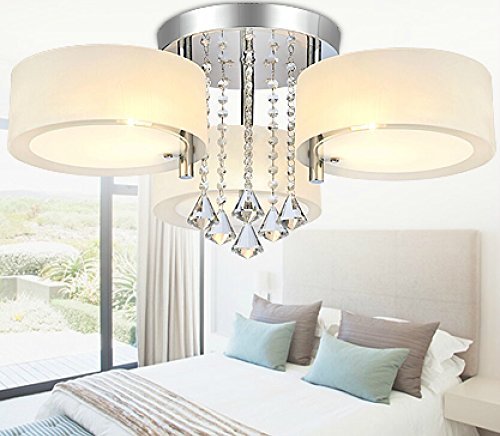 OOFAY LIGHT Contemporary Minimalist crystal ceiling light with 3 light flush light crystal globe drop for living room dining room bedroom