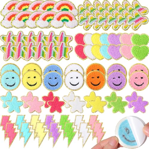 98 pcs self-adhesive chenille patches set
