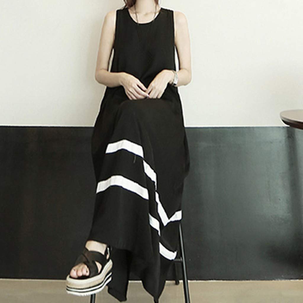 Robe Longue Plus La Taille De Mode Lâche Loisirs D'été Maxi Robe Col Rond sans Manches Robes Décontractées pour Femmes De Maternité Oversize