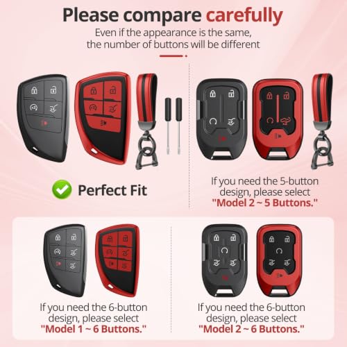Image of For Chevy /GMC Key Fob Cover Accessories, Matte TPU Material, With a Cute Leather Keychain, for Silverado Sierra Tahoe Suburban Equinox Traverse Yukon Denali Terrain Acadia