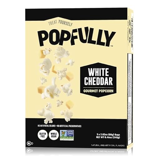 POPFULLY White Cheddar Popcorn 3-Pack, Sharing Bags