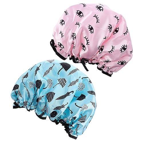 Healeved 2 Gorros De Ducha Gorro De Champú Para Gorros Impermeables Con Boquilla Gorro De Baño Para Lluvia Gorro De Ducha De Tela Para Mujer Gorro De Ducha Impermeable