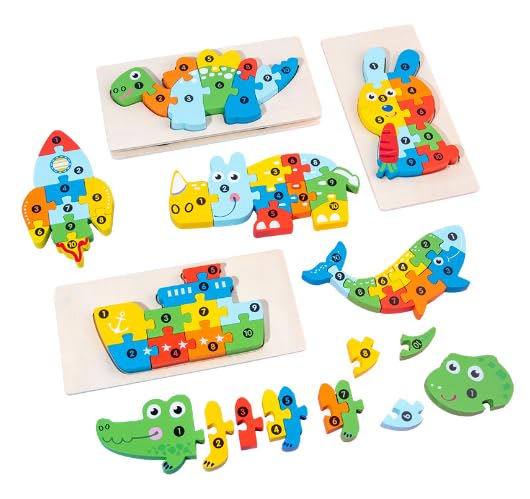 3-teiliges Tierpuzzle aus Holz