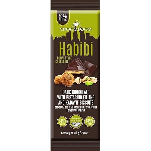 Miniatura 3 de Chocoyoco Chocolate con leche con relleno de pistacho y galletas Kadaif (paquete de 5)