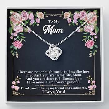 ♡maa♡ Mom Necklace, Gift For Mom Love Knot Necklace I Am Forever