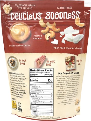 Nature's Path Organic Coconut Cashew Gluten Free Granola 11oz Pouch (Pack of 2)