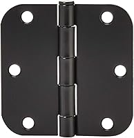Amazon Basics 3.5" Rounded Matte Black Interior Door Hinges, 5/8 Radius, 18-Pack with Screws - Durable Steel