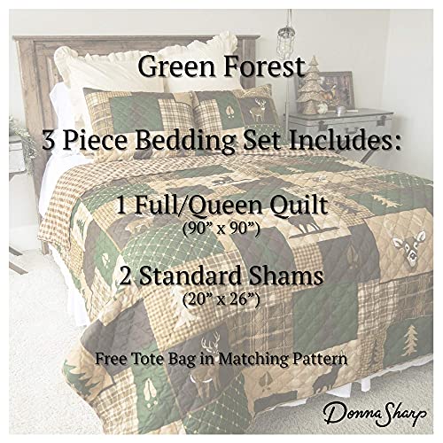 Donna Sharp Full/Queen Bedding Set - 3 Piece - Green Forest Lodge Quilt Set With Full/Queen Quilt And Two Standard Pillow Shams thumb #3