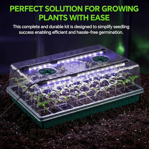 VPQZUPG 2 Pcks Seed Starter Tray 120 Cells Seed Starter Kit with Grow Light, Seed StartingTrays for Seed Seedling Planting Starter, Mini Greenhouse Plant Germination Trays - Image 2