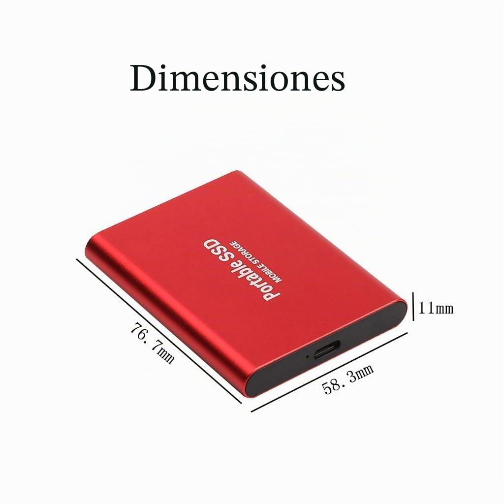 Unidad portátil de estado sólido (PSSD) de 2 TB tipo C con 1000 MB/s de alta velocidad, resistente a los golpes y compatible con PC/Mac/teléfonos móviles/consolas de juegos