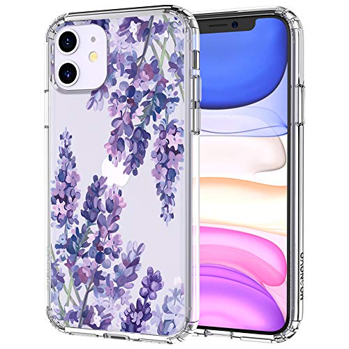 MOSNOVO iPhone 11 Case, Lavender Floral Flower Pattern Clear Design