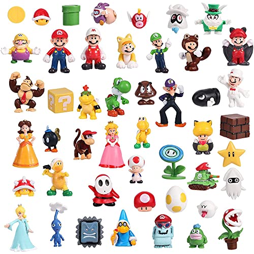 Sekov 48 Pcs Mario Toy Set,Super Mary Mini Action Figures,Mario Toys Bros Princess, Turtle,Mushroom, Orangutan,Cake Decoration Party Supplies Gifts For Kids Fans #TOP24