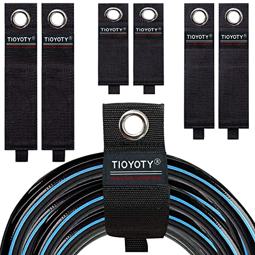 TIOYOTY 6 Pack Heavy Duty Storage Straps, Holds 50lbs Extension Cord Holder Organizer for Tools Hoses, Cable Straps for RV, Workshop Garden, 3 Sizes Cord Wrap Keeper for Garage Wall Storage