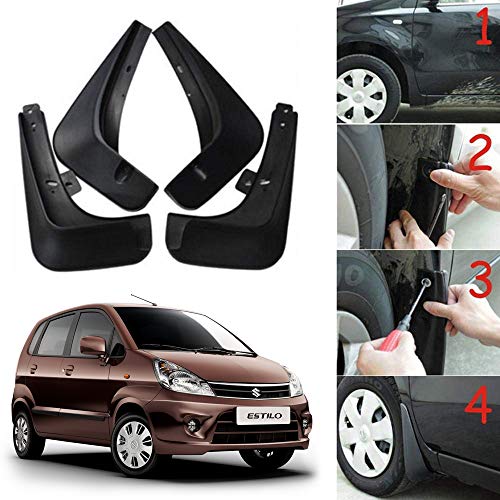 Image of Oshotto (O.E.M Fitting Cup Type) Mud Flap /Splash Guard Compatible with Maruti Suzuki Estilo 2009,2010,2011,2012,2013 (T-II) (Set of 4)