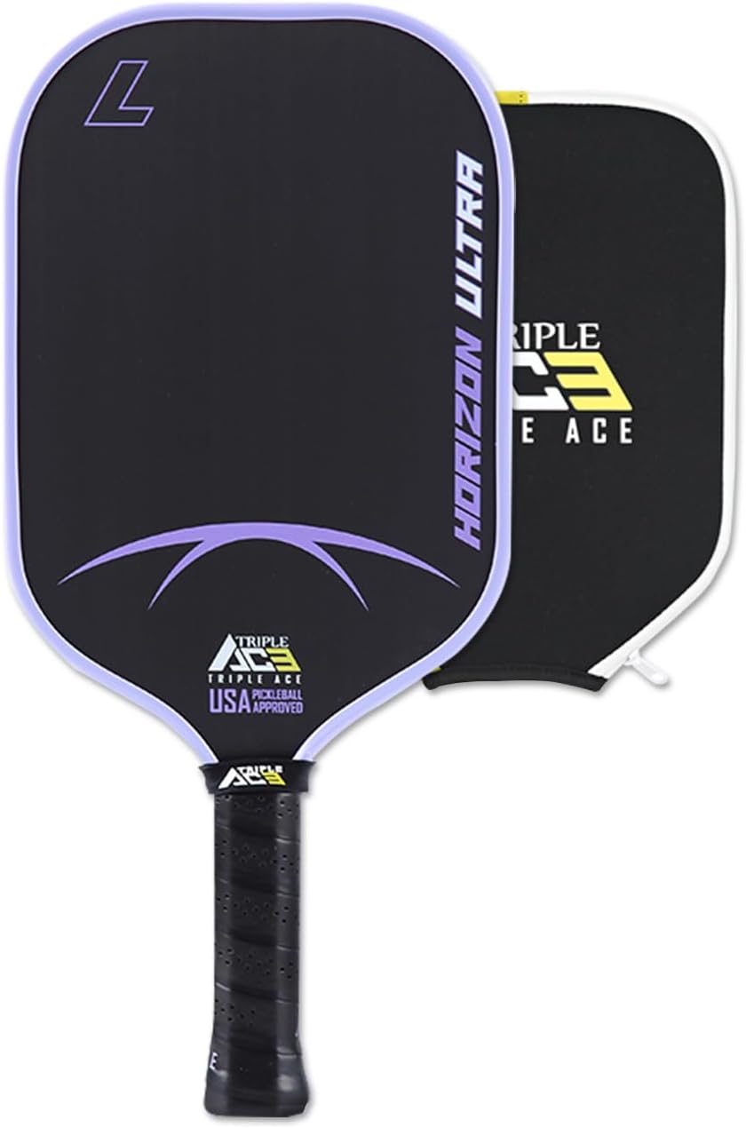 Triple Ace Professional Pickleball Paddle | USA Approved | T700 Carbon Fiber | 16mm Thick | Delivers Power, Spin & Control | with Paddle Cover | Designed for Intermediate & Advanced Players