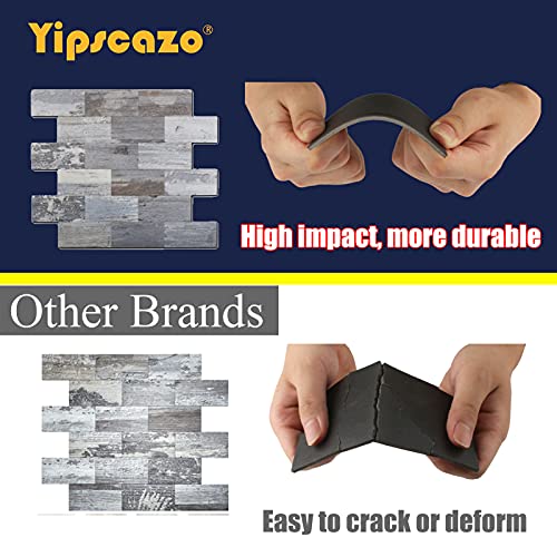 Yipscazo Peel and Stick Backsplash PVC Wall Tile, Stickon Tile for Kitchen Backplash, Bathroom Vanities, Fireplace Décor, Laundry Table, Stair Decals in Mix Rustic (11.59" X 11.35", 5 Sheets)