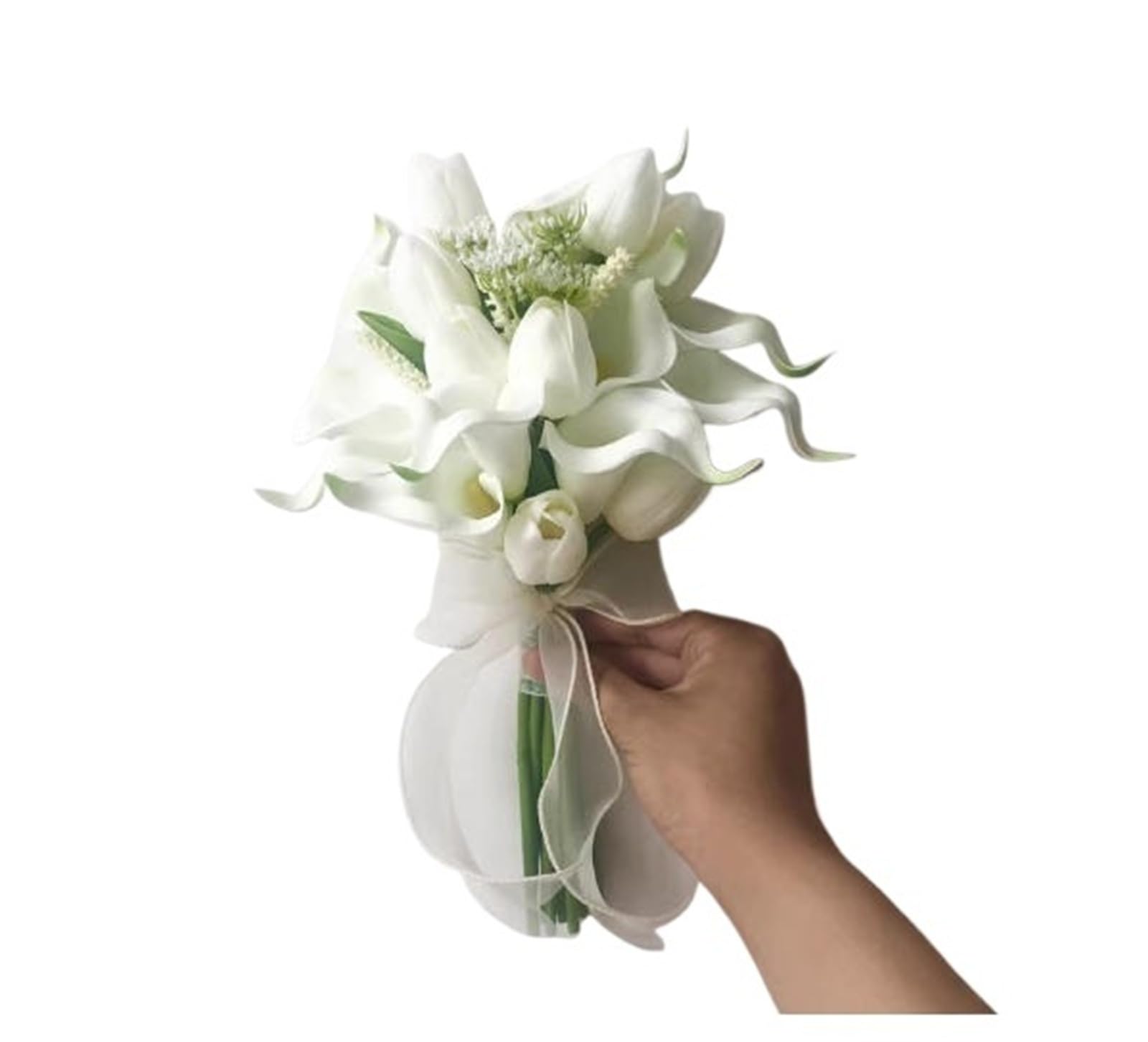 UJEDFHV Wedding Bouquet Bride And Bridesmaid Holding Flowers White Imitation Orchid Tulips for Prom(Color 6)