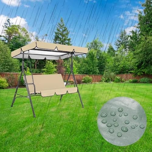Swing Waterproof Seat Cover Canopy Set, Garden Swing Seat Replacement Oxford Cloth Canopy, Outdoor Patio Swing Seat Cover Uv Protection Porch Cover (Color : Beige, Size : 55.9X47.24X7.09In) #TOP1
