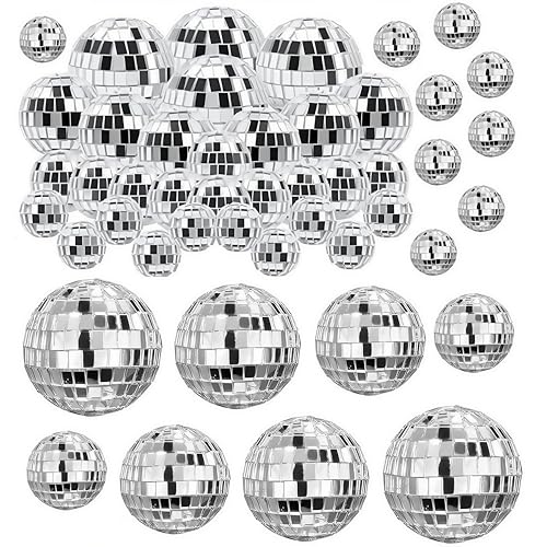 Disco Mirror Ball, 30 Pezzi Disco Ball Decorazioni, Palla Discoteca per Torte Decorazioni, Palle da Discoteca, Silver Disco Ball Mirror Disco Ball for Christmas Tree Decoration(2/3/4/5 cm)