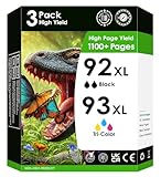 INKjetsclub Compatible Ink Cartridge Replacement for HP 92 and 93. Works with PhotoSmart C6100 C4100 C3175 C3180 C4180 C4188 C3183 C3188 C3190 C4110 C4140 Printers. 3 Pack (Black, Tri-Color)