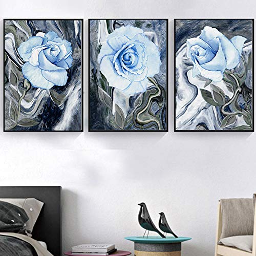 Affiche art abstrait bleu rose grand format imperméable et résistante