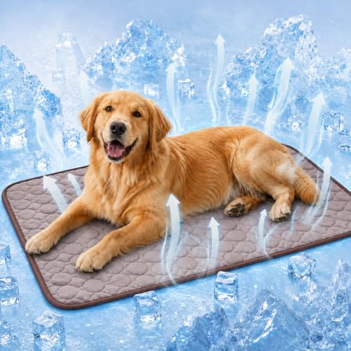 ChillPaws Cooling Mat Self-Cooling Dog Mat (Brown XL(39.37 X 27.55))
