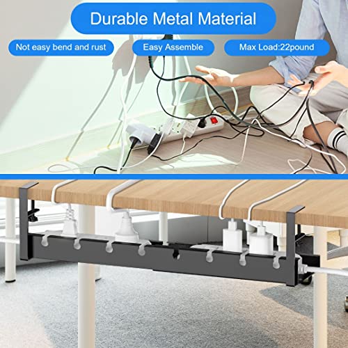 Under Desk Cable Management Tray, Voneta Retractable Cord Organizer For Desk, No Drill Steel Desk Cable Tray, Wire Management Tray Under Desk Cable Organizer With Clamp For Home Office, Black #TOP2