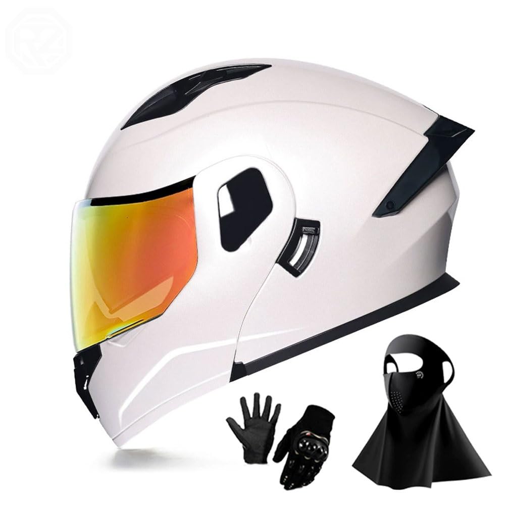 Ragopilen P36 Helmet, Full Face Motorcycle Helmet Approved 2 Visors Black Night Vision Adult Kids M-2Xl 3Pcs(,2Xl(61-62Cm))