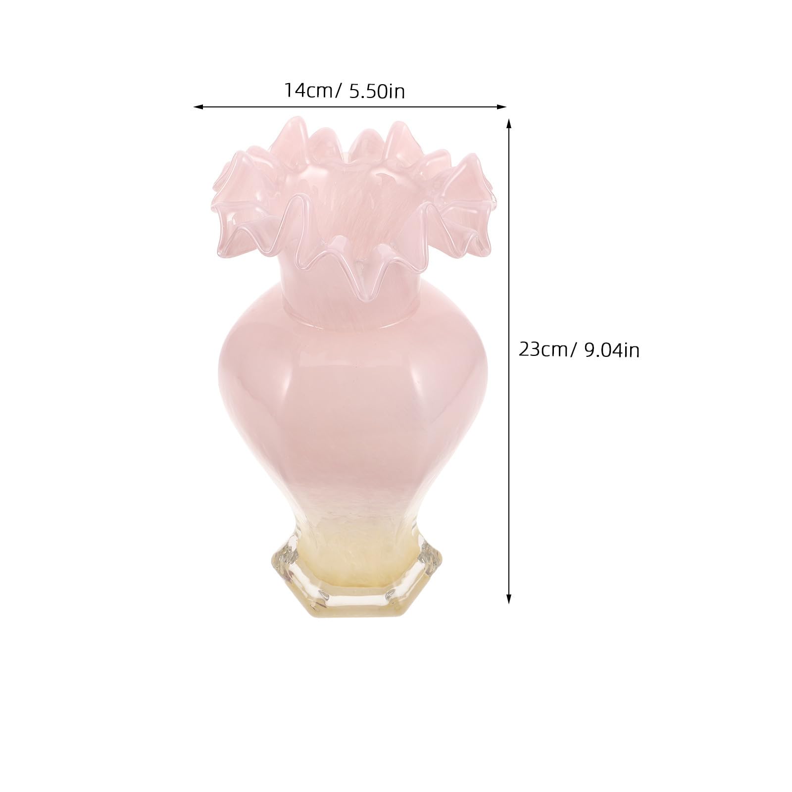 Vaso Decorativo in Vetro Rosa a Bocca Ondulata per Tavolo