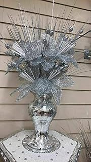 CRYSTAL CROWN ornament bling diamond gift | crystallized romany flower vase mosaic italian blingy silver vase with flower arrangement |handmade craft | crushed diamond display | present, home decor